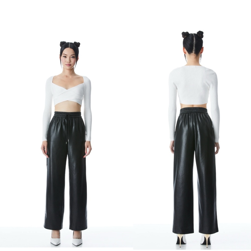 Alice + Olivia Benny baggy faux leather wide leg pants